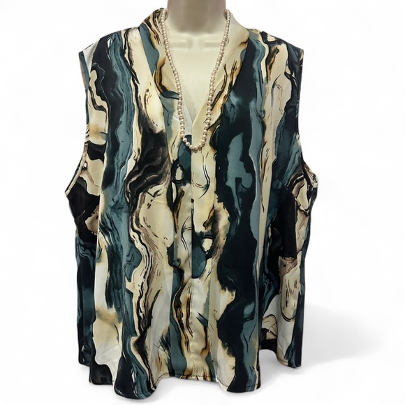 Tops - WOMEN'S MARBLE PRINT BLOUSE